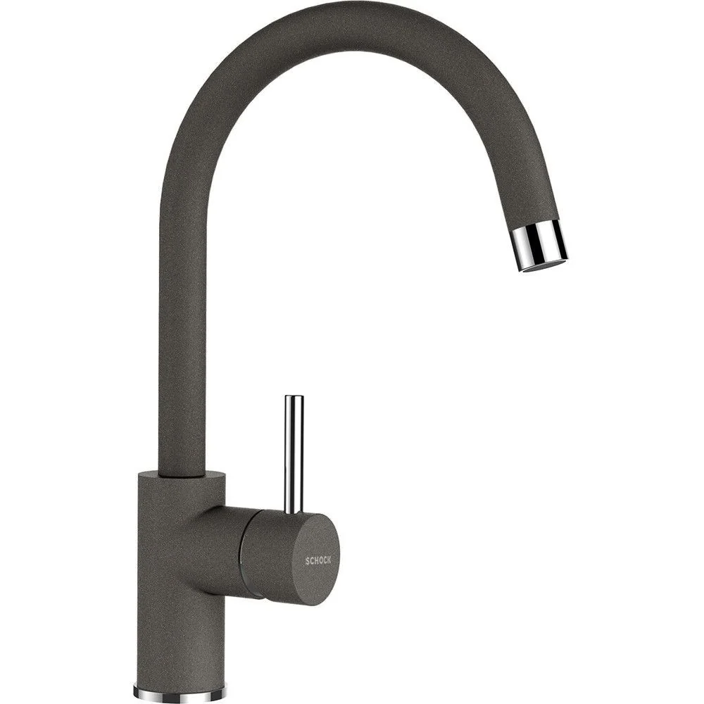 Schock Formhaus D-100S Set chiuveta bucatarie granit Cristalite 78x50 cm si baterie monocomanda Plutos Asphalt, gri inchis