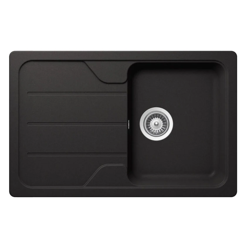 Schock Formhaus D-100S Set chiuveta bucatarie granit Cristalite 78x50 cm si baterie cu dus extractibil Cosmo Nero, negru