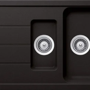 Schock Formhaus D-150L Set chiuveta bucatarie granit Cristalite 116x50 cm si baterie monocomanda Plutos Nero, negru