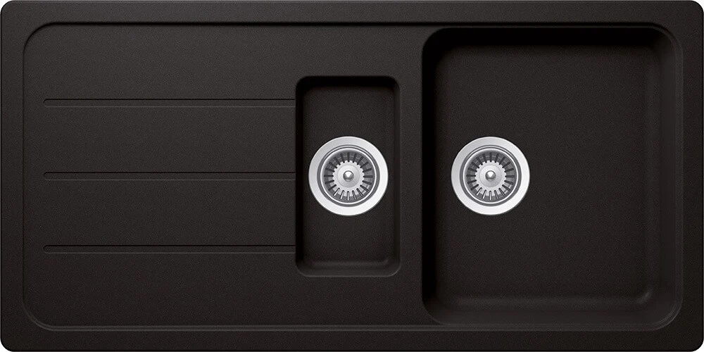 Schock Formhaus D-150L Set chiuveta bucatarie granit Cristalite 116x50 cm si baterie monocomanda Plutos Nero, negru