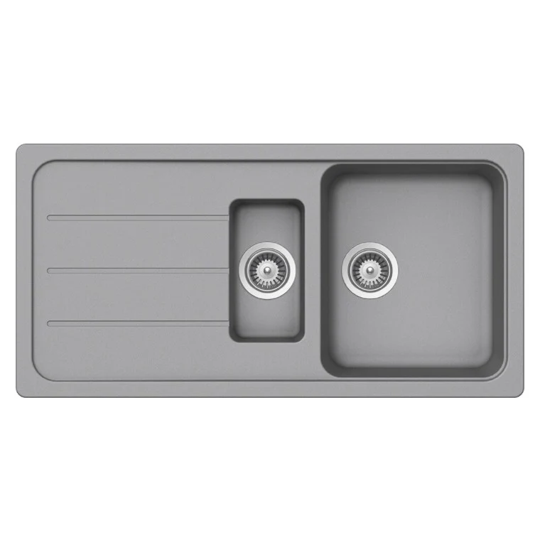 Schock Formhaus D-150L Set chiuveta bucatarie granit Cristalite 100x50 cm si baterie monocomanda Cosmo Croma, gri deschis