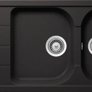 Schock Formhaus D-200 Set chiuveta bucatarie granit Cristalite 116x50 cm si baterie monocomanda Plutos Nero, negru