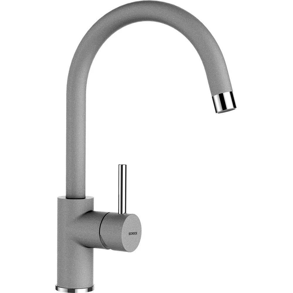 Schock Formhaus D-200 Set chiuveta bucatarie granit Cristalite 116x50 cm si baterie monocomanda Plutos Croma, gri deschis