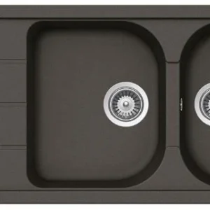 Schock Formhaus D-200 Set chiuveta bucatarie granit Cristalite 116x50 cm si baterie monocomanda Plutos Asphalt, gri inchis
