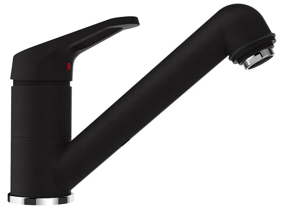 Schock Formhaus D-200 Set chiuveta bucatarie granit Cristalite 116x50 cm si baterie cu dus extractibil Cosmo Nero, negru