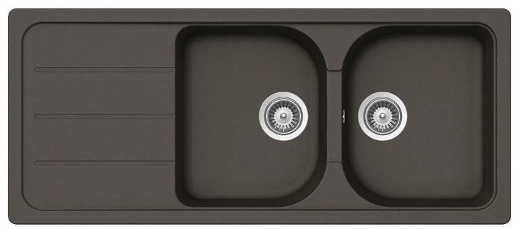 Schock Formhaus D-200Set chiuveta bucatarie granit Cristalite 116x50 cm si baterie cu dus extractibil Cosmo Asphalt, gri i...