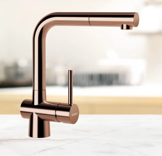 Schock Laios Baterie chiuveta bucatarie inox monocomanda cu dus extractibil, cupru