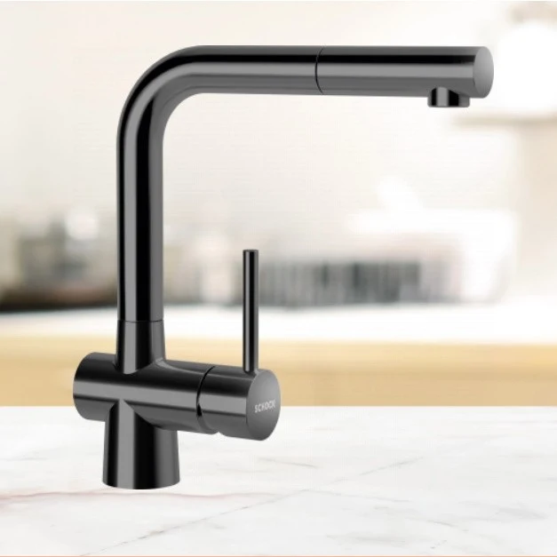 Schock Laios Baterie chiuveta bucatarie inox monocomanda cu dus extractibil, antracit (gunmetal)
