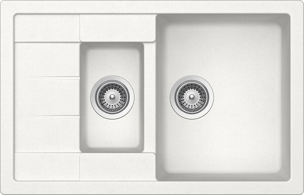 Schock Manhattan D-150S Set chiuveta bucatarie granit Cristalite 78x50 cm si baterie monocomanda Cosmo Alpina, alb