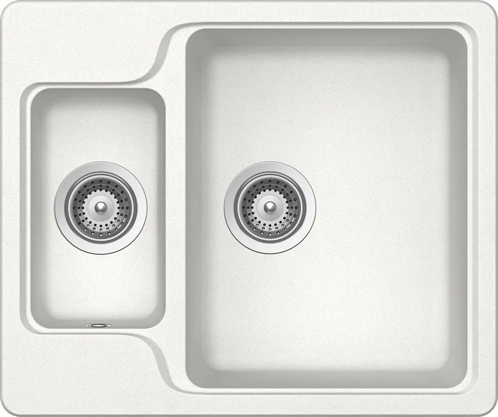 Schock Manhattan N-150 Set chiuveta bucatarie granit Cristalite 61x51 cm si baterie monocomanda Plutos Alpina, alb
