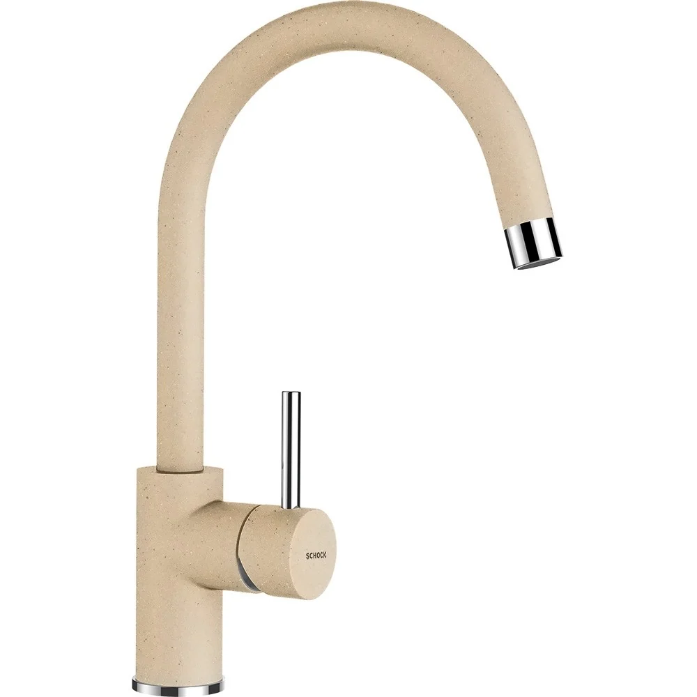 Schock Manhattan N-150 Set chiuveta bucatarie granit Cristalite 61x51 cm si baterie monocomanda Plutos Moonstone, crem