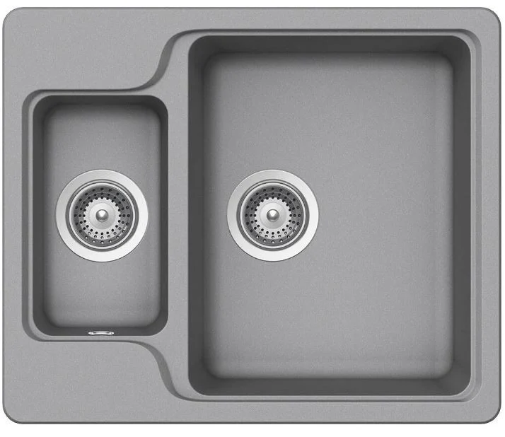 Schock Manhattan N-150 Set chiuveta bucatarie granit Cristalite 61x51 cm si baterie monocomanda Plutos Croma, gri deschis