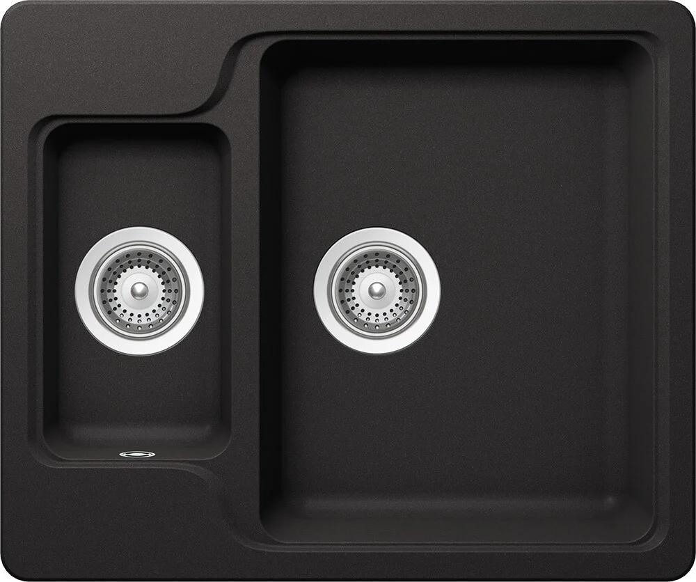 Schock Manhattan N-150 Set chiuveta bucatarie granit Cristalite 61x51 cm si baterie Plutos Nero, negru