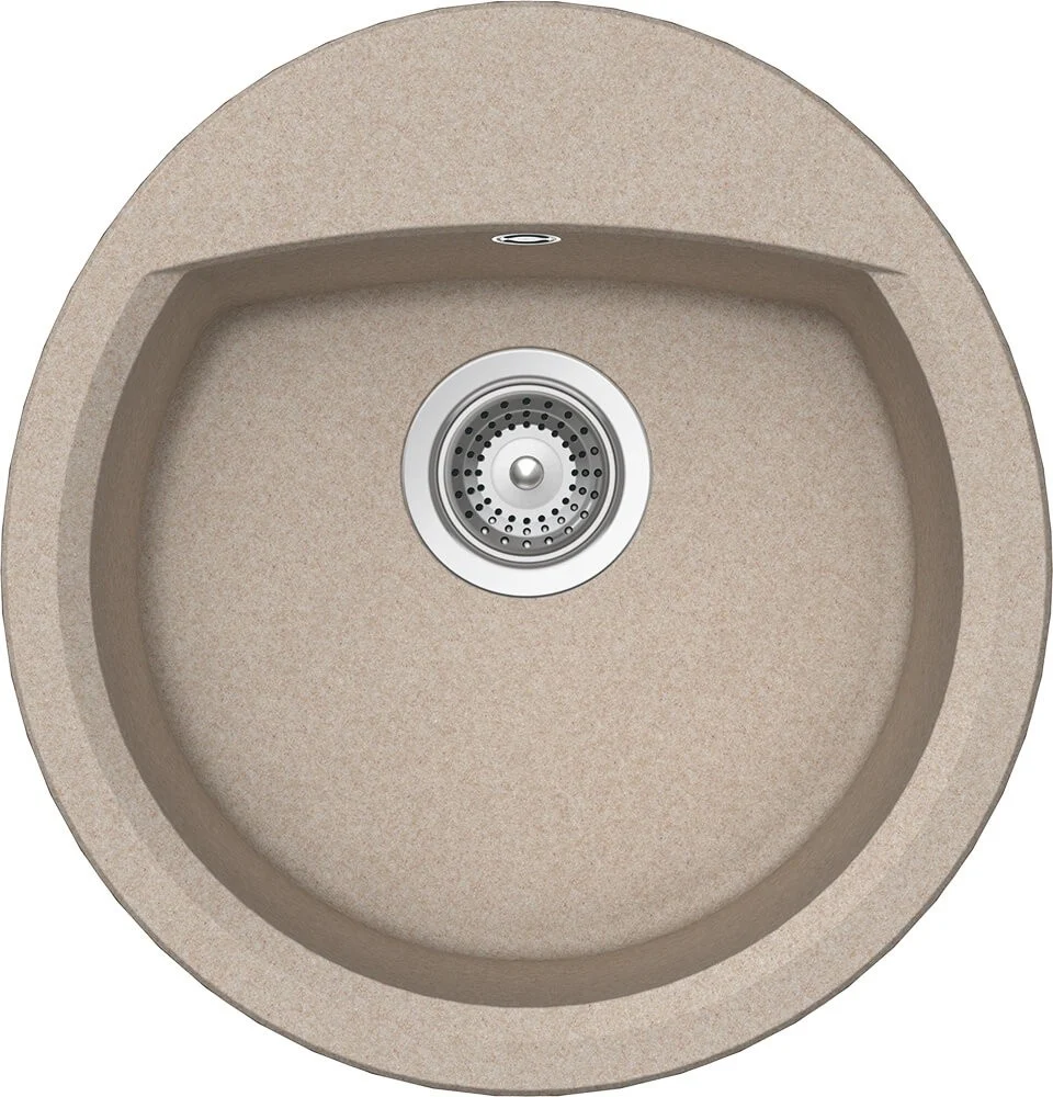 Schock Manhattan R-100 Set chiuveta bucatarie granit Cristalite Ø49 cm si baterie monocomanda Plutos Sabbia, bej