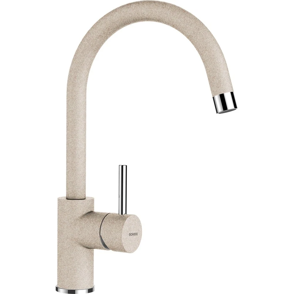Schock Manhattan R-100 Set chiuveta bucatarie granit Cristalite Ø49 cm si baterie monocomanda Plutos Sabbia, bej