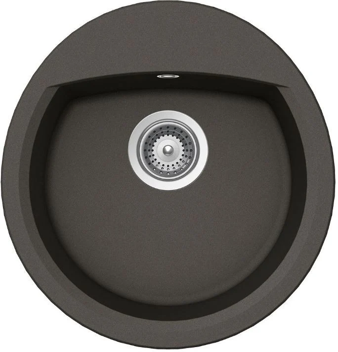 Schock Manhattan R-100 Set chiuveta bucatarie granit Cristalite Ø49 cm si baterie monocomanda Cosmo Asphalt, gri inchis