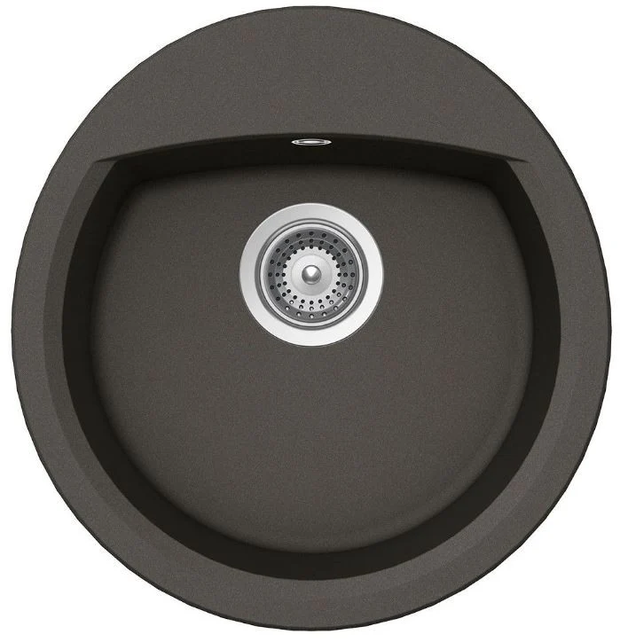 Schock Manhattan R-100 Set chiuveta bucatarie granit Cristalite Ø49 cm si baterie monocomanda Plutos Asphalt, gri inchis