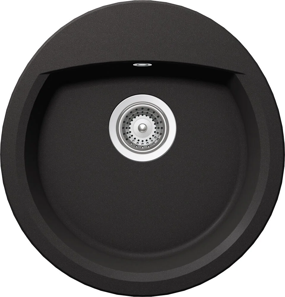 Schock Manhattan R-100 Set chiuveta bucatarie granit Cristalite Ø49 cm si baterie Plutos Nero, negru