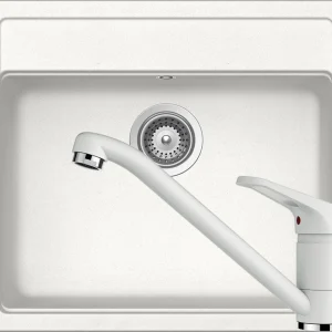 Schock Nemo N-100 Set chiuveta bucatarie granit Cristalite 57x51 cm si baterie Cosmo Alpina, alb