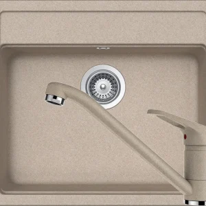 Schock Nemo N-100 Set chiuveta bucatarie granit Cristalite 57x51 cm si baterie Cosmo Sabbia, bej