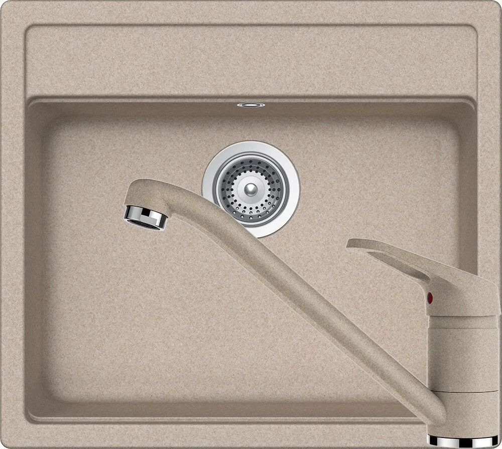 Schock Nemo N-100 Set chiuveta bucatarie granit Cristalite 57x51 cm si baterie Cosmo Sabbia, bej
