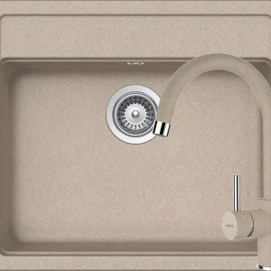 Schock Nemo N-100 Set chiuveta bucatarie granit Cristalite 57x51 cm si baterie Plutos Sabbia, bej