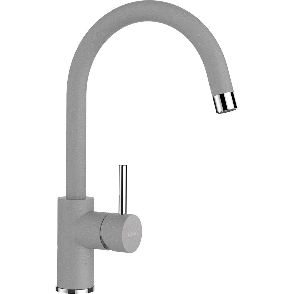 Schock Nemo N-100 Set chiuveta bucatarie granit Cristalite 57x51 cm si baterie Plutos Croma, gri deschis
