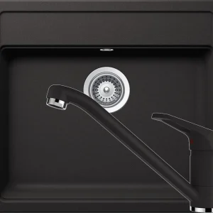 Schock Nemo N-100 Set chiuveta bucatarie granit Cristalite 57x51 cm si baterie Cosmo Nero, negru