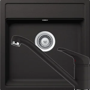 Schock Nemo N-100S Set chiuveta bucatarie granit Cristalite 51x49 cm si baterie Cosmo Nero, negru