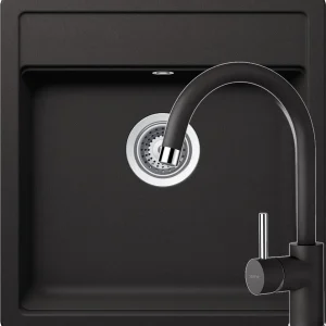 Schock Nemo N-100S Set chiuveta bucatarie granit Cristalite 51x49 cm si baterie Plutos Nero, negru