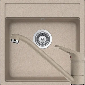 Schock Nemo N-100S Set chiuveta bucatarie granit Cristalite 51x49 cm si baterie Cosmo Sabbia, bej