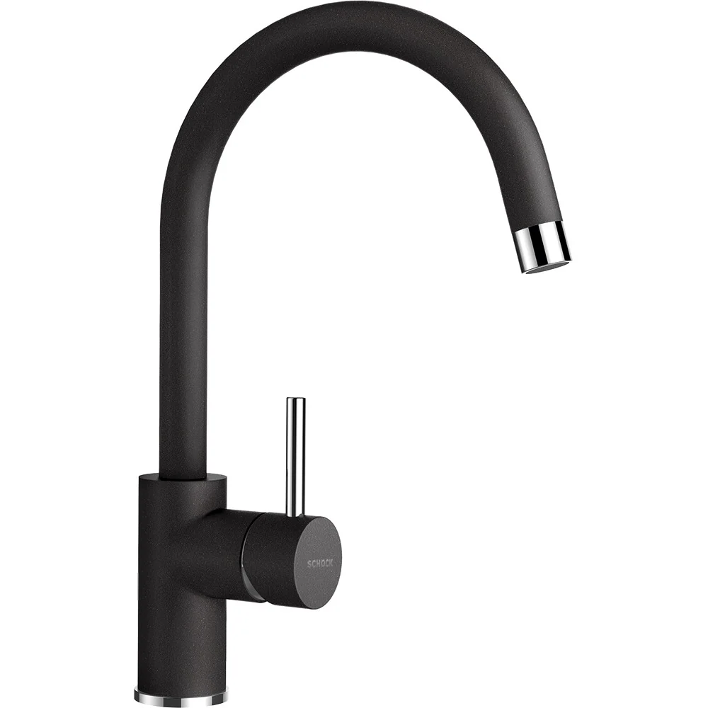 Schock Ronda D-100 Set chiuveta bucatarie granit Cristalite 58x50 cm si baterie monocomanda Plutos Nero, negru