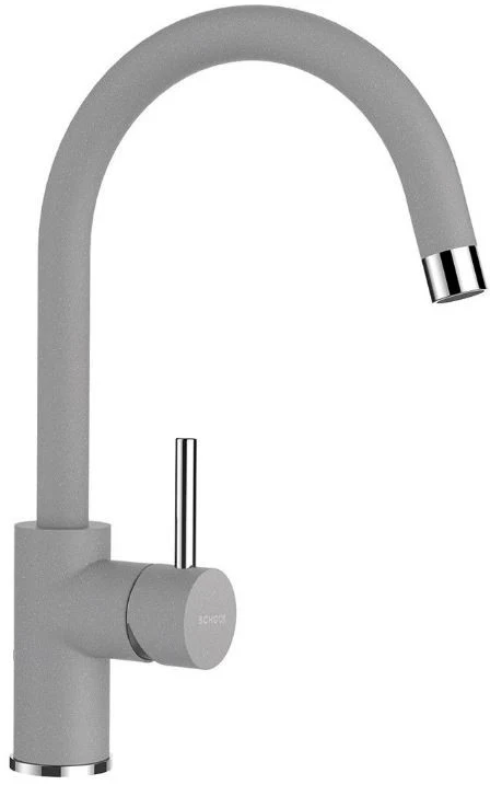 Schock Ronda D-100L Set chiuveta bucatarie granit Cristalite 65x50 cm si baterie monocomanda Plutos Croma, gri deschis