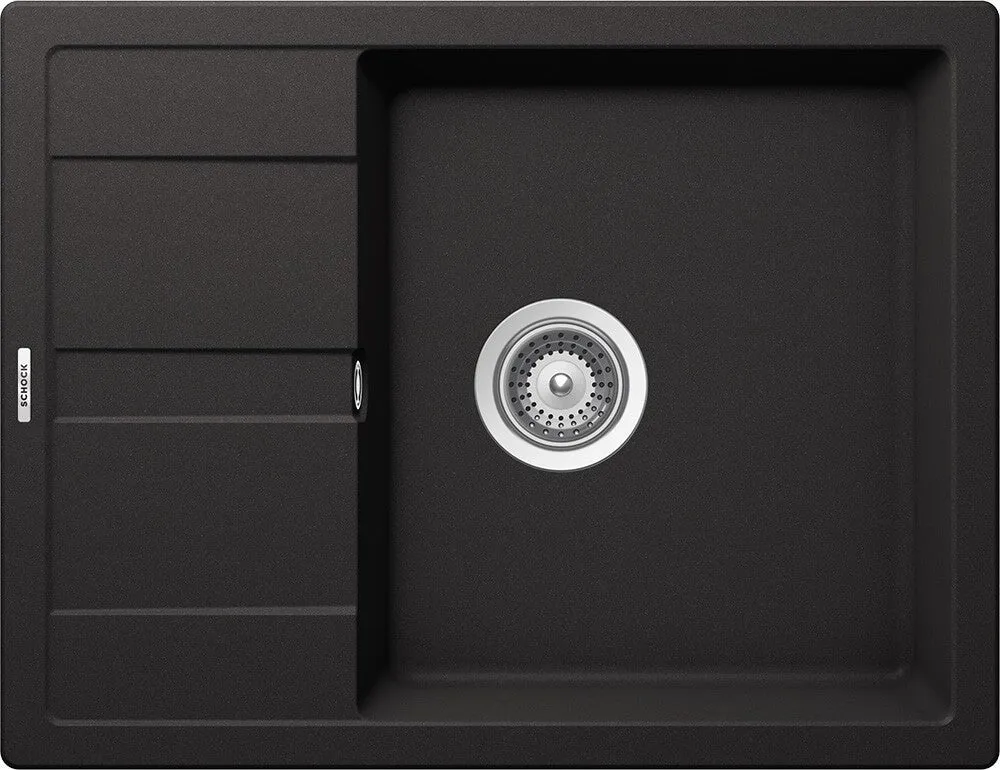 Schock Ronda D-100L Set chiuveta bucatarie granit Cristalite 65x50 cm si baterie Cosmo Nero, negru
