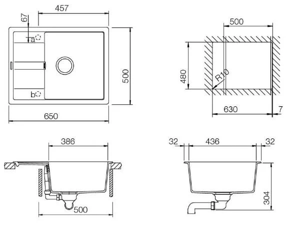 Schock Ronda D-100L Set chiuveta bucatarie granit Cristalite 65x50 cm si baterie Plutos Beton, gri