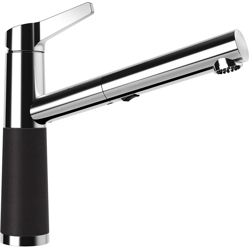Schock SC-510 Baterie chiuveta bucatarie aspect granit Cristalite monocomanda cu dus extractibil, crom/negru (nero)