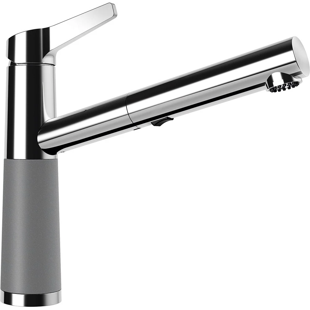 Schock SC-510 Baterie chiuveta bucatarie aspect granit Cristalite monocomanda cu dus extractibil, crom/gri (croma)