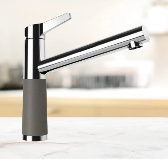Schock SC-510 Baterie chiuveta bucatarie aspect granit Cristalite monocomanda, crom/gri inchis (asphalt)