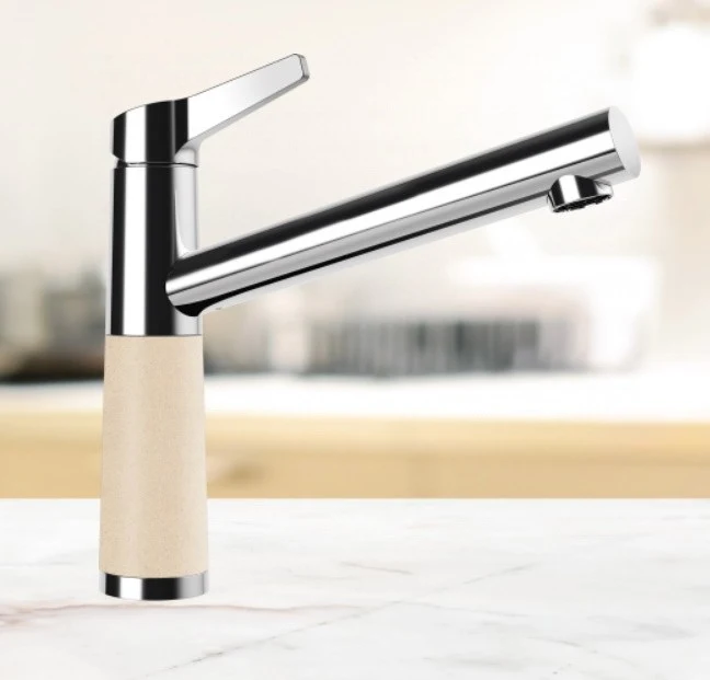 Schock SC-510 Baterie chiuveta bucatarie aspect granit Cristalite monocomanda, crom/crem (moonstone)