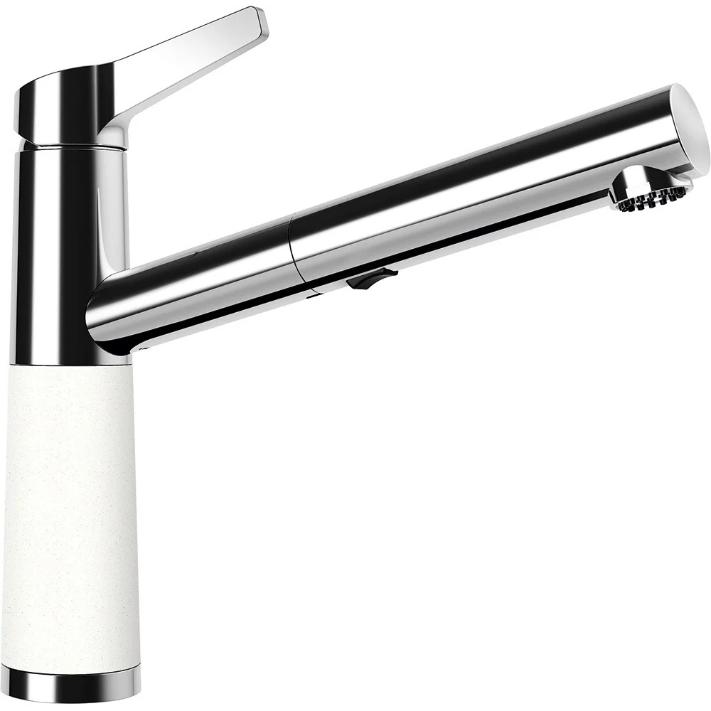 Schock SC-510 Baterie chiuveta bucatarie aspect granit Cristalite monocomanda cu dus extractibil, crom/alb (alpina)