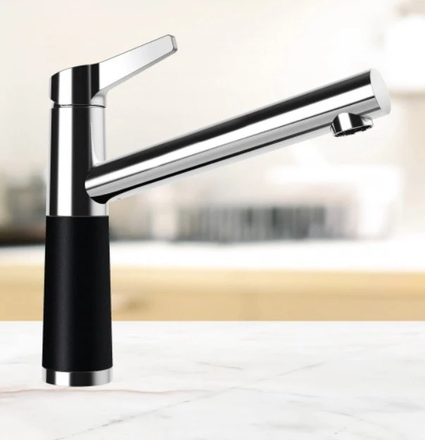 Schock SC-510 Baterie chiuveta bucatarie aspect granit Cristadur monocomanda, crom/negru intens (puro)