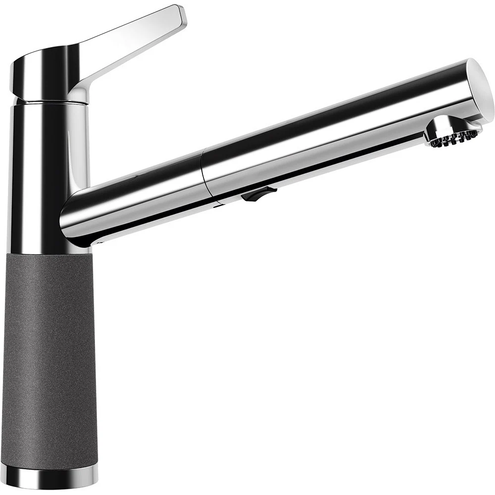 Schock SC-510 Baterie chiuveta bucatarie aspect granit Cristadur monocomanda cu dus extractibil, crom/gri inchis (stone)