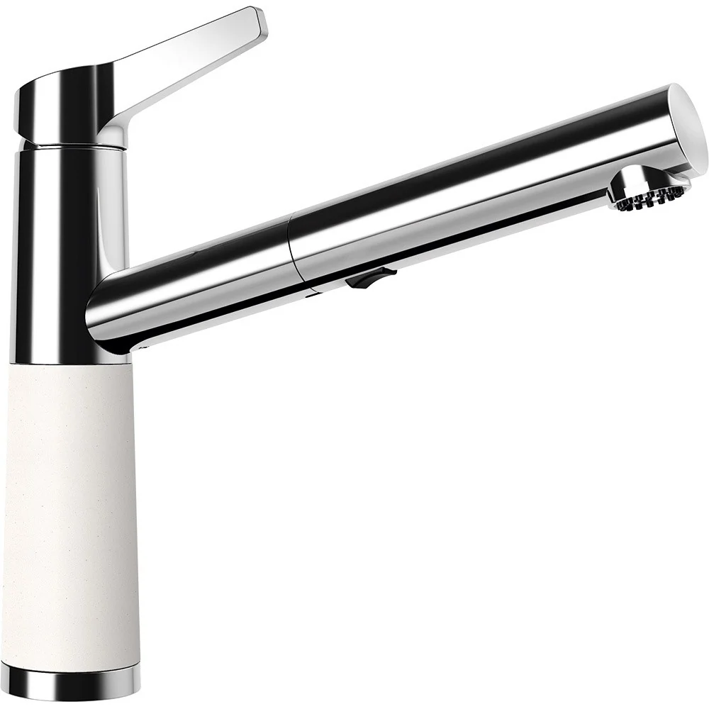Schock SC-510 Baterie chiuveta bucatarie aspect granit Cristadur monocomanda cu dus extractibil, crom/alb (polaris)