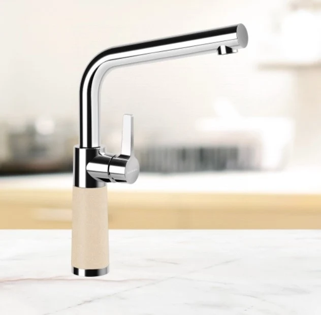 Schock SC-540 Baterie chiuveta bucatarie aspect granit Cristalite monocomanda, crom/crem (moonstone)