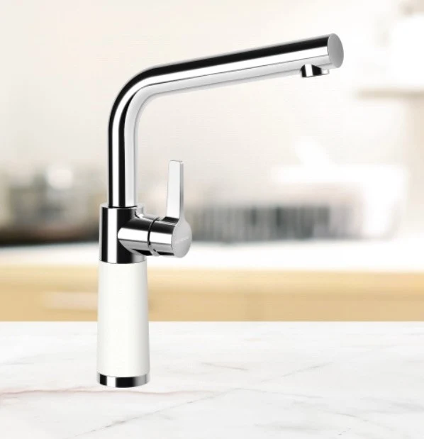 Schock SC-540 Baterie chiuveta bucatarie aspect granit Cristalite monocomanda, crom/alb (alpina)