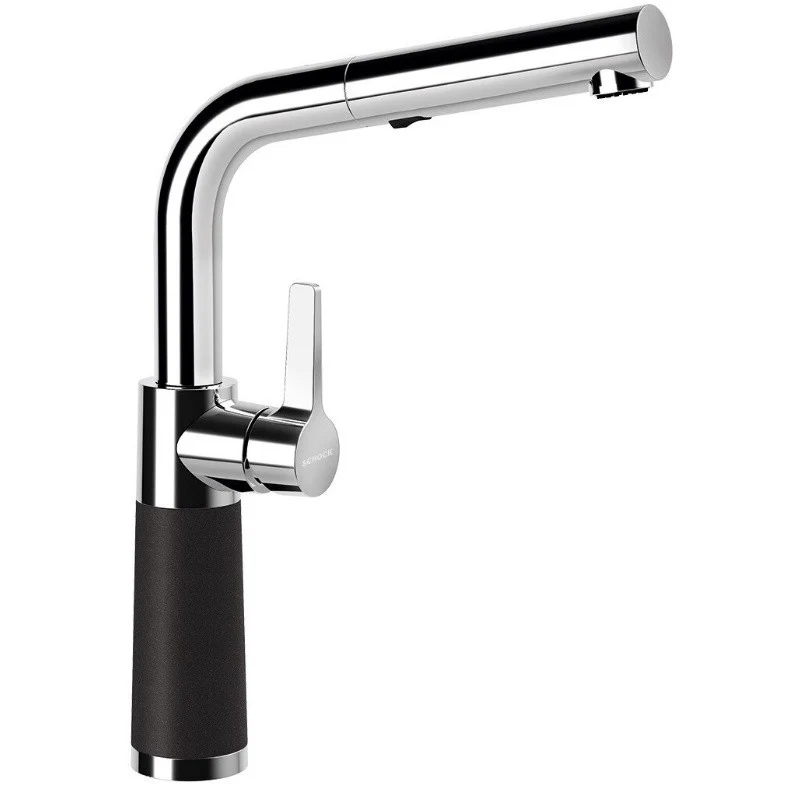 Schock SC-540 Baterie chiuveta bucatarie aspect granit Cristalite monocomanda cu dus extractibil, crom/negru (nero)