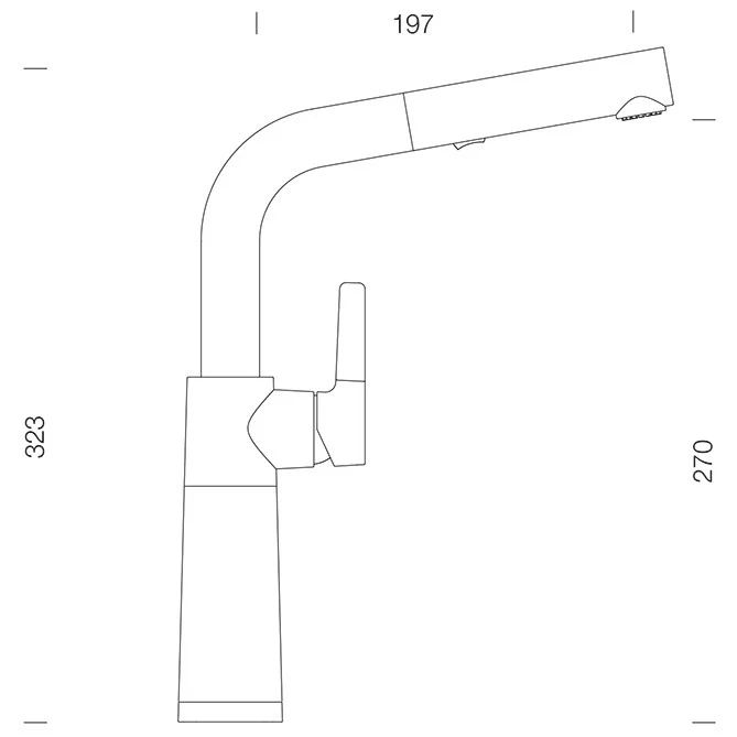 Schock SC-540 Baterie chiuveta bucatarie aspect granit Cristalite monocomanda cu dus extractibil, crom/negru (nero)