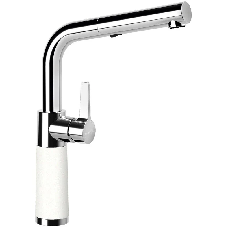 Schock SC-540 Baterie chiuveta bucatarie aspect granit Cristalite monocomanda cu dus extractibil, crom/alb (alpina)