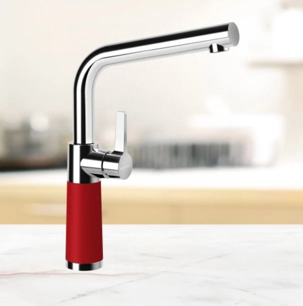 Schock SC-540 Baterie chiuveta bucatarie aspect granit Cristadur monocomanda, crom/rosu (rouge)