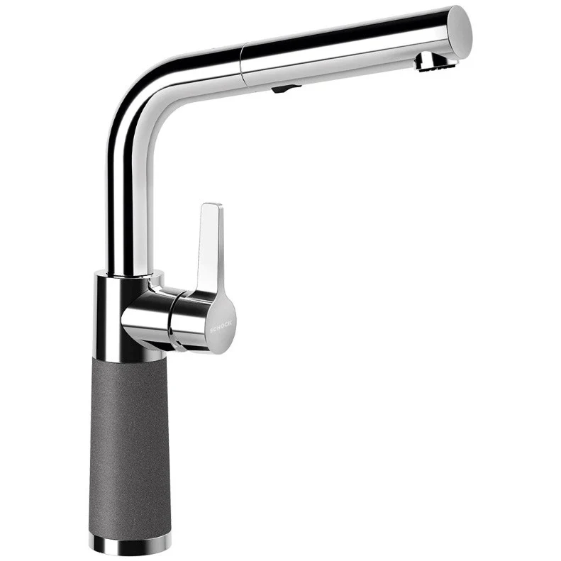 Schock SC-540 Baterie chiuveta bucatarie aspect granit Cristadur monocomanda cu dus extractibil, crom/gri inchis (stone)
